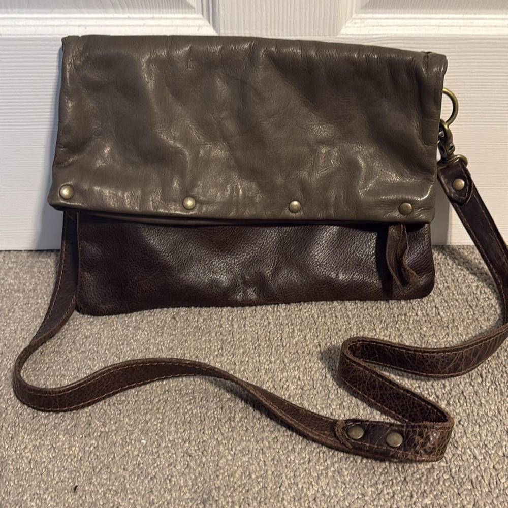 Leather Fold-over Crossbody Bag